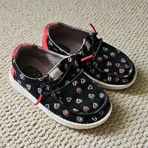 Hey Dude Black and Red Moccasin Shoes